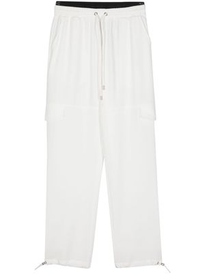 LIU JO logo-waistband drawstring-ankle trousers - White