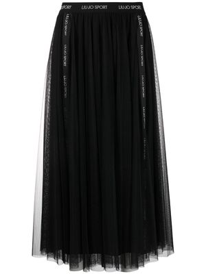 LIU JO logo-waistband tulle skirt - Black