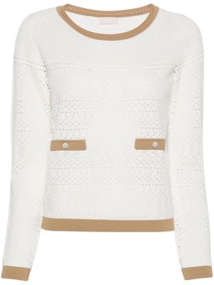 LIU JO long-sleeve pointelle-knit blouse - Neutrals