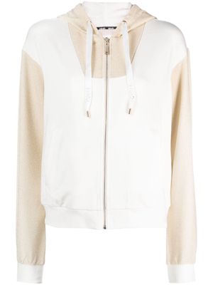 LIU JO lurex-detailing zip-up hoodie - White