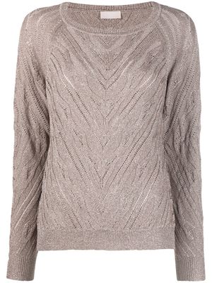 LIU JO metallic-finish long-sleeve knitted top - Neutrals