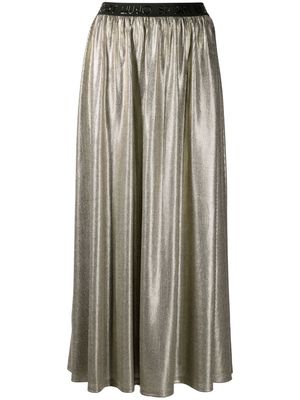 LIU JO metallic logo-waistband midi skirt - Gold