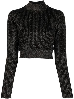 LIU JO metallic-threading knitted crop top - Black