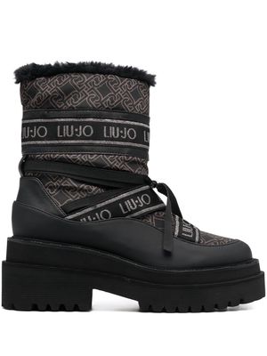 LIU JO monogram-print 70mm ankle boots - Black