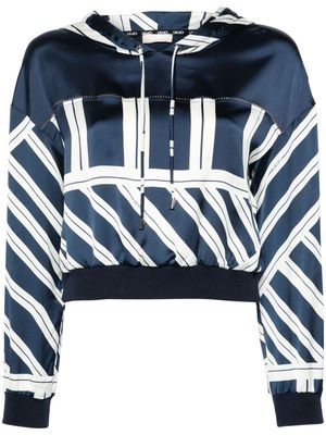 LIU JO multi-stripes satin hoodie - Blue