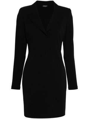 LIU JO notched-collar logo-plaque dress - Black