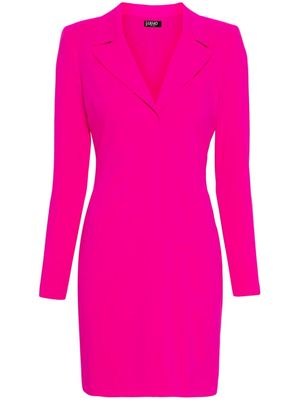 LIU JO notched-collar logo-plaque dress - Pink