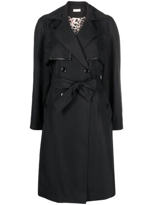 LIU JO notched-lapels cotton-blend trench coat - Black