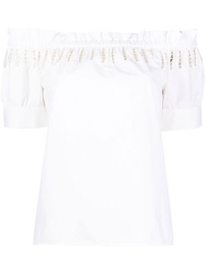 LIU JO off-shoulder embroidered blouse - White