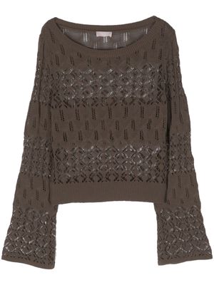 LIU JO open-knit cropped jumper - Brown