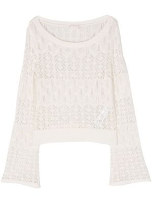 LIU JO open-knit cropped jumper - White