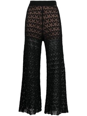 LIU JO open-knit flared cropped trousers - Black