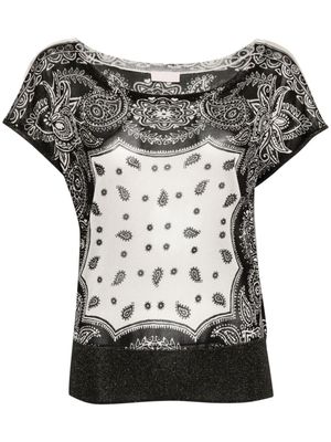 LIU JO paisley-print fine-knit T-shirt - Black