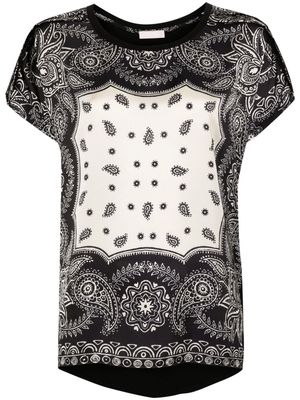 LIU JO paisley-print satin T-shirt - Black