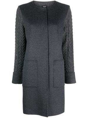 LIU JO panelled cable-knit coat - Grey