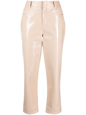 LIU JO patent cropped trousers - Neutrals