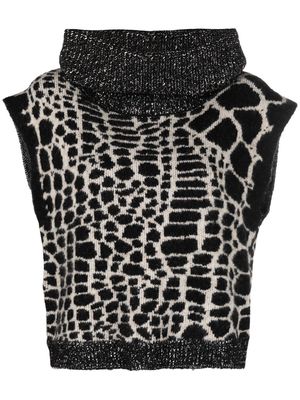 LIU JO patterned intarsia-knit vest - Black