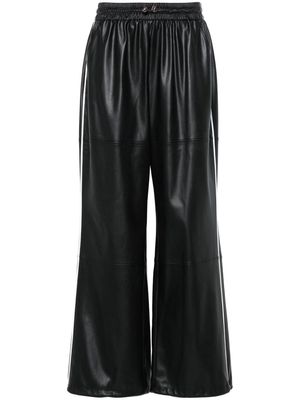 LIU JO perforated-logo faux-leather trousers - Black