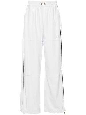 LIU JO perforated-logo faux-leather trousers - White