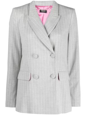 LIU JO pinstripe-pattern double-breasted blazer - Grey