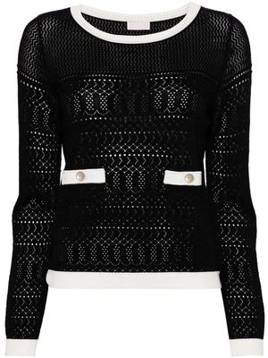 LIU JO pointelle-knit sheer top - Black