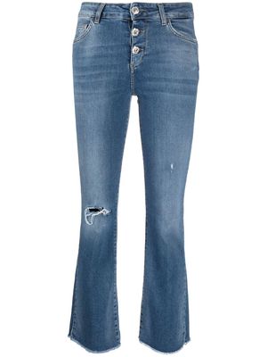 LIU JO raw-cut flared cropped jeans - Blue