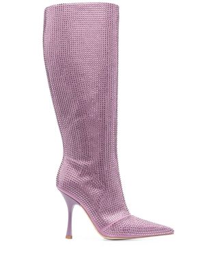 LIU JO rhinestone-embellished 110mm knee-high boots - Purple