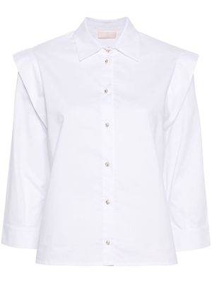LIU JO rhinestone-embellished buttons cotton shirtrt - White