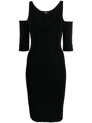 LIU JO rhinestone-embellished cold-shoulder dress - Black