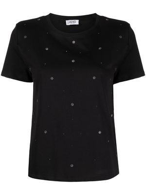 LIU JO rhinestone-embellished cotton T-shirt - Black