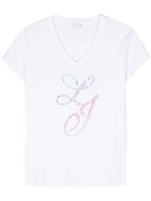 LIU JO rhinestone-embellished cotton T-shirt - Neutrals