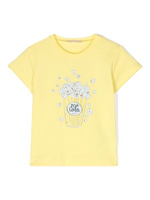 LIU JO rhinestone-embellished cotton T-shirt - Yellow