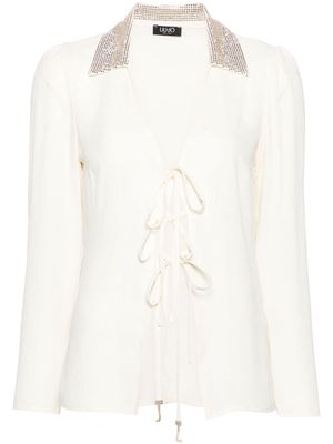 LIU JO rhinestone-embellished crepe blouse - Neutrals