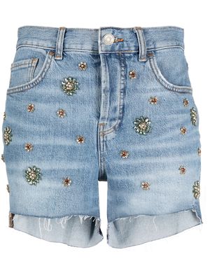 LIU JO rhinestone-embellished denim shorts - Blue