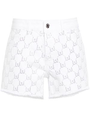 LIU JO rhinestone-embellished denim shorts - White