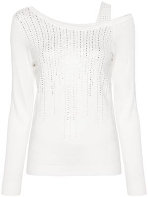 LIU JO rhinestone-embellished jumper - White