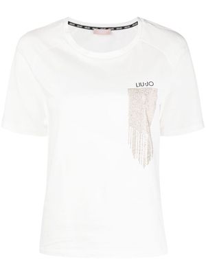 LIU JO rhinestone-embellished logo-print T-shirt - White