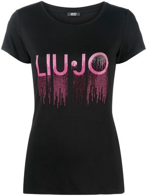 LIU JO rhinestone-embellished logo T-shirt - Black