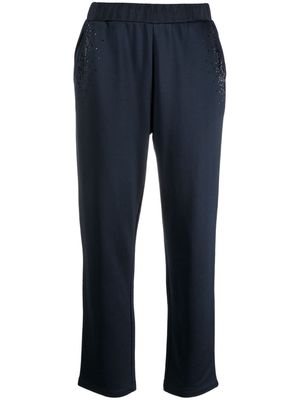 LIU JO rhinestone-embellished tapered-leg trousers - Blue