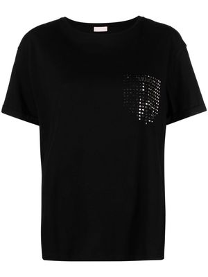 LIU JO rhinestone-embellished trompe l'oeil-effect T-shirt - Black