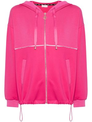 LIU JO rhinestone-logo hoodie - Pink