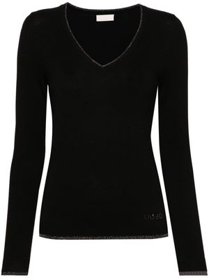 LIU JO rhinestone-logo jumper - Black