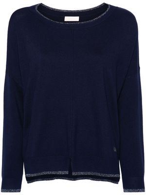 LIU JO rhinestone-logo jumper - Blue