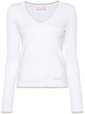 LIU JO rhinestone-logo jumper - Neutrals