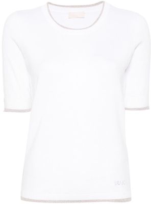 LIU JO rhinestone-logo knitted top - White