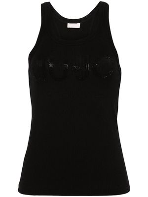 LIU JO rhinestone-logo top - Black