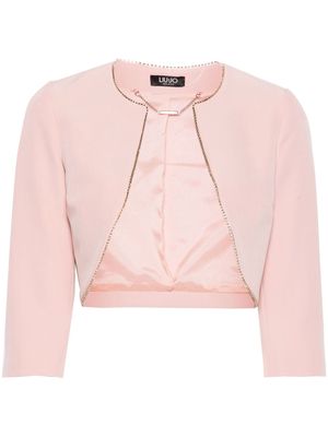 LIU JO rhinestone-trim cropped jacket - Pink