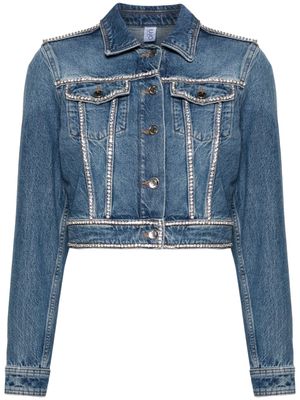 LIU JO rhinestoned cropped denim jacket - Blue