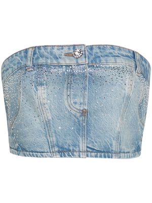 LIU JO rhinestoned strapeless cropped top - Blue