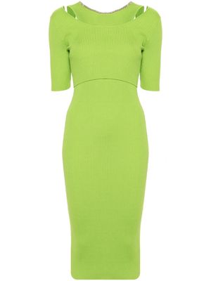 LIU JO ribbed-knit cut-out dress - Green